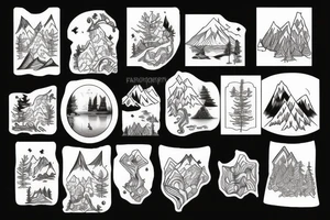 Forest, lake, mountain tattoo idea