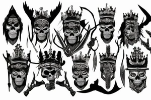 Warrior skeleton king of northern ethnicity tattoo idea