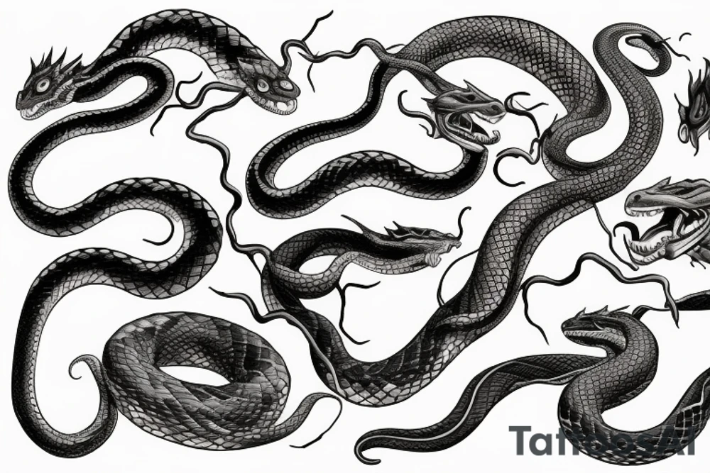 snakes eating dragons tattoo idea