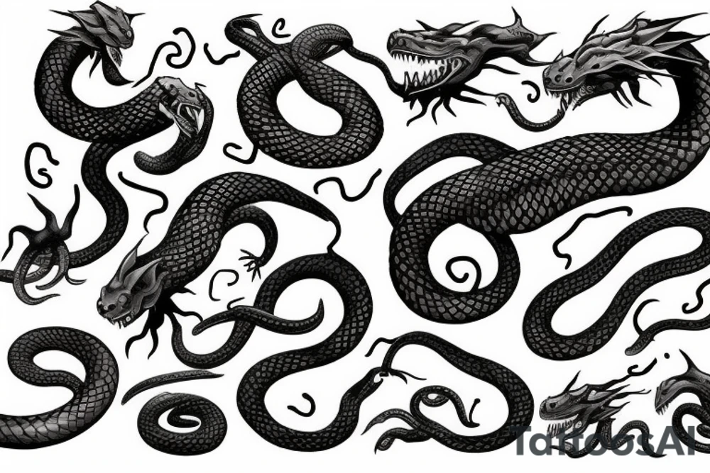 snakes eating dragons tattoo idea