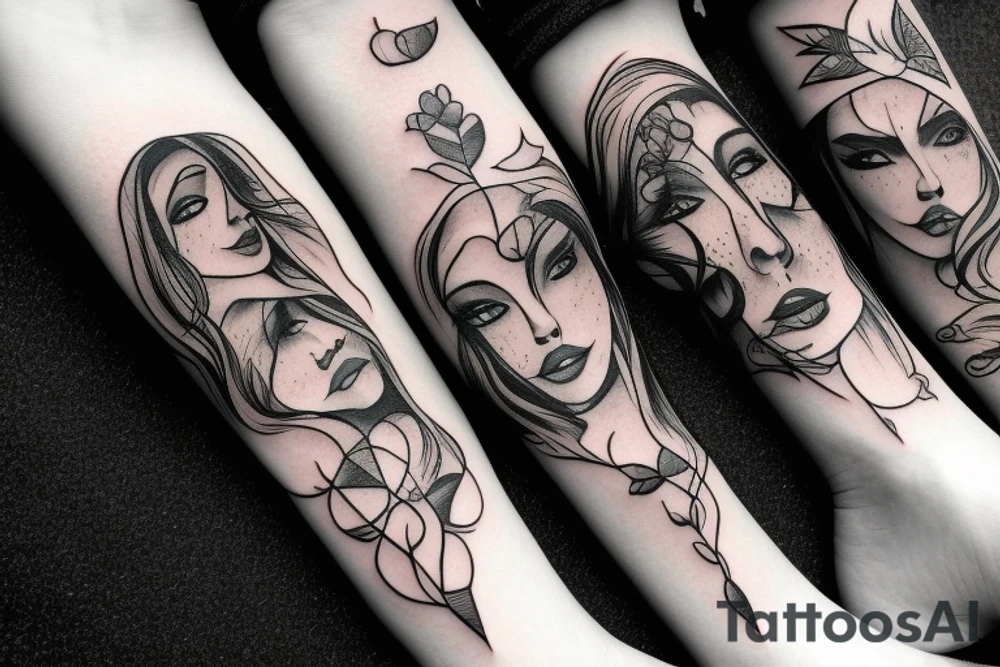 Women lying on the floor and covers her ears with her hands tattoo idea