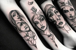 Women lying on the floor and covers her ears with her hands tattoo idea