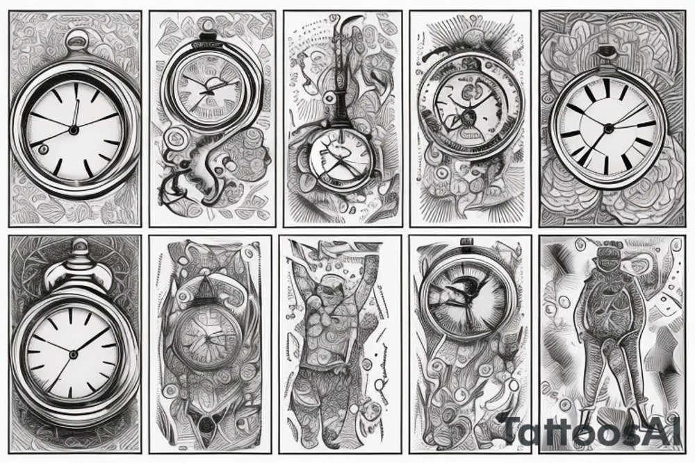 Guy with kompass and clock in hands tattoo idea