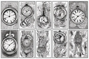 Guy with kompass and clock in hands tattoo idea