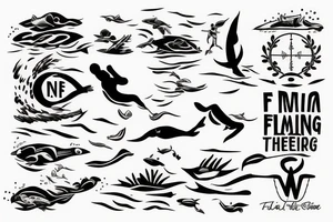Man free diving in the middle of the ocean tattoo idea