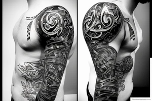 Man free diving in the middle of the ocean tattoo idea