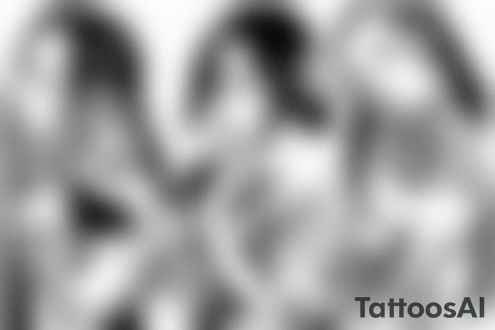 Women lying on the floor and covers her ears with her hands tattoo idea