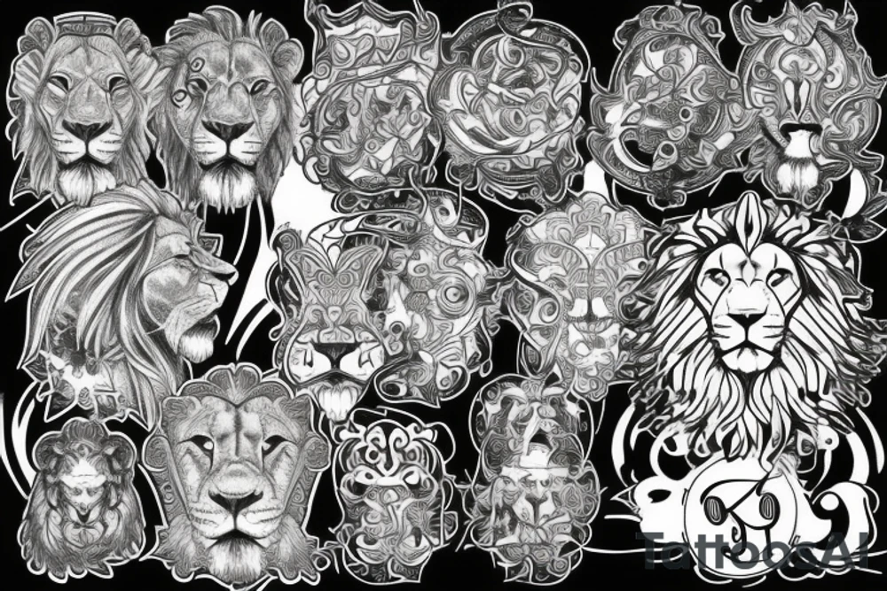cross lion tattoo idea