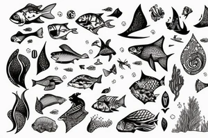 Free diver under water tattoo idea