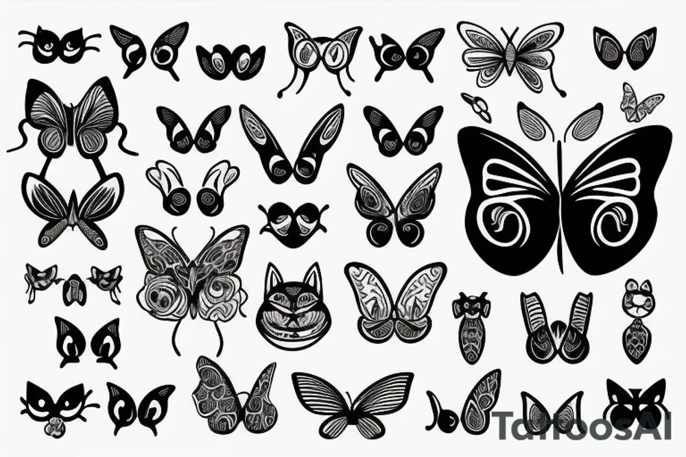 cat with a butterfly on his nose tattoo idea