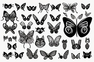 cat with a butterfly on his nose tattoo idea
