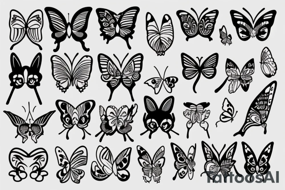 cat with a butterfly on his nose tattoo idea