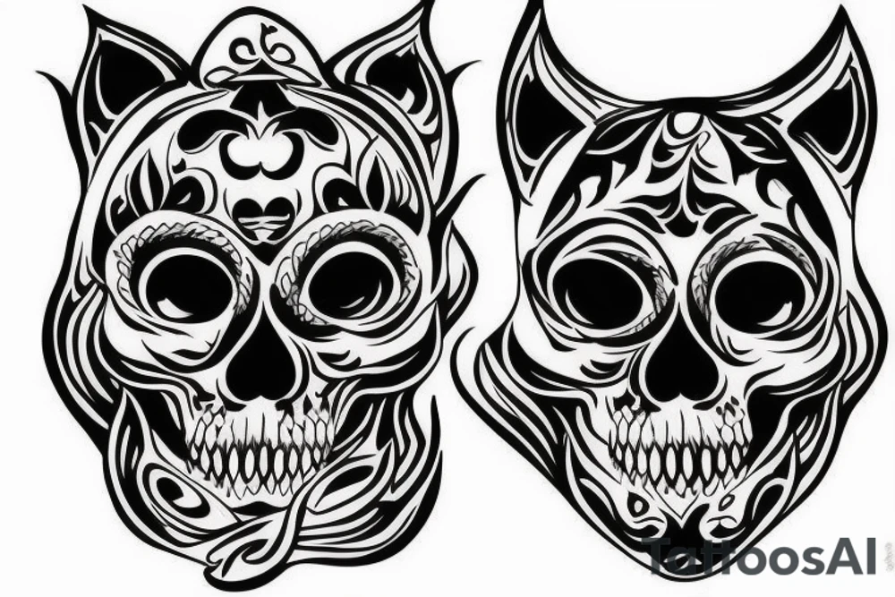 tiger flower skull tattoo idea