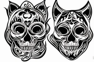 tiger flower skull tattoo idea