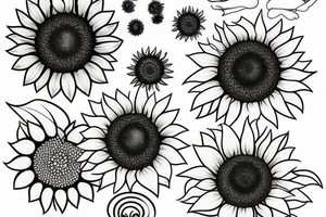 a sunflower just with outlines and no shading tattoo idea