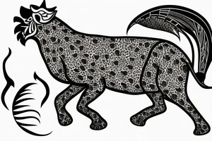 Persian cheetah with rooster body and elephant feet tattoo idea