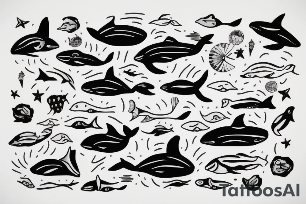 A whale in Ocean tattoo idea