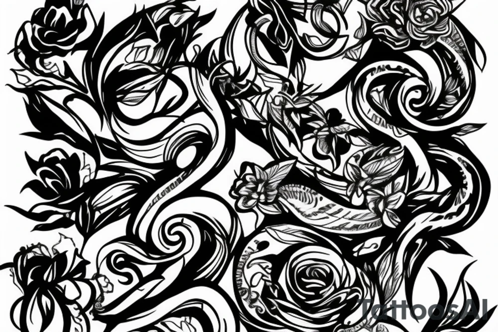 A cobra in a flower tattoo idea