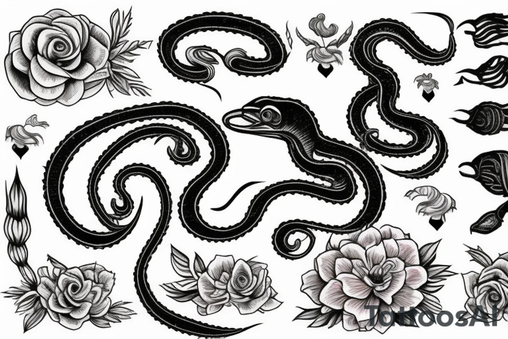A cobra in a flower tattoo idea