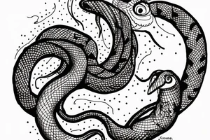 snake whit lilith tattoo idea