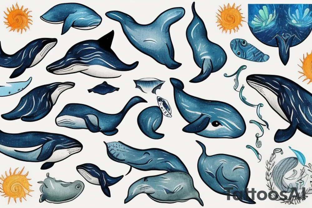 A whale in Ocean tattoo idea