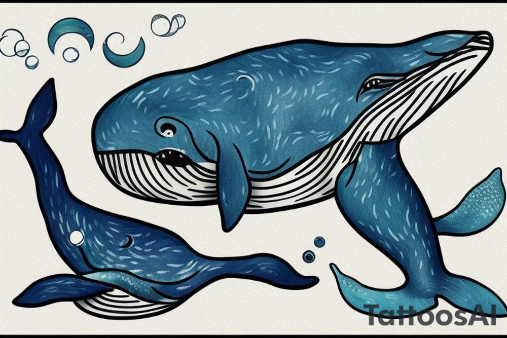 A whale in Ocean tattoo idea