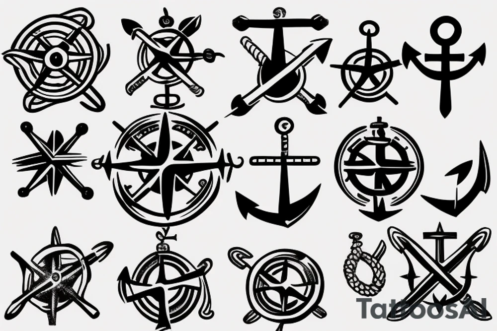 Anchor and compass tattoo idea
