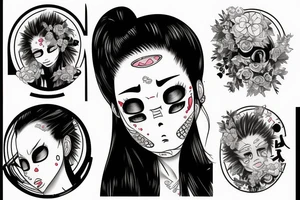 a girl crying in pain tattoo idea