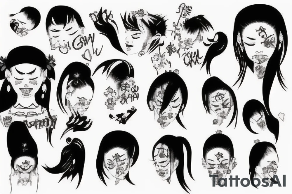 a girl crying in pain tattoo idea