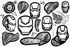 Iron man with turkey on his head like mr bean tattoo idea