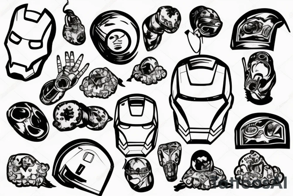 Iron man with turkey on his head like mr bean tattoo idea