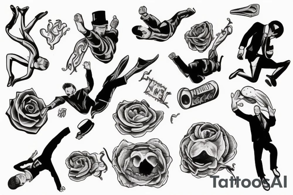 A man falling from a height tattoo idea