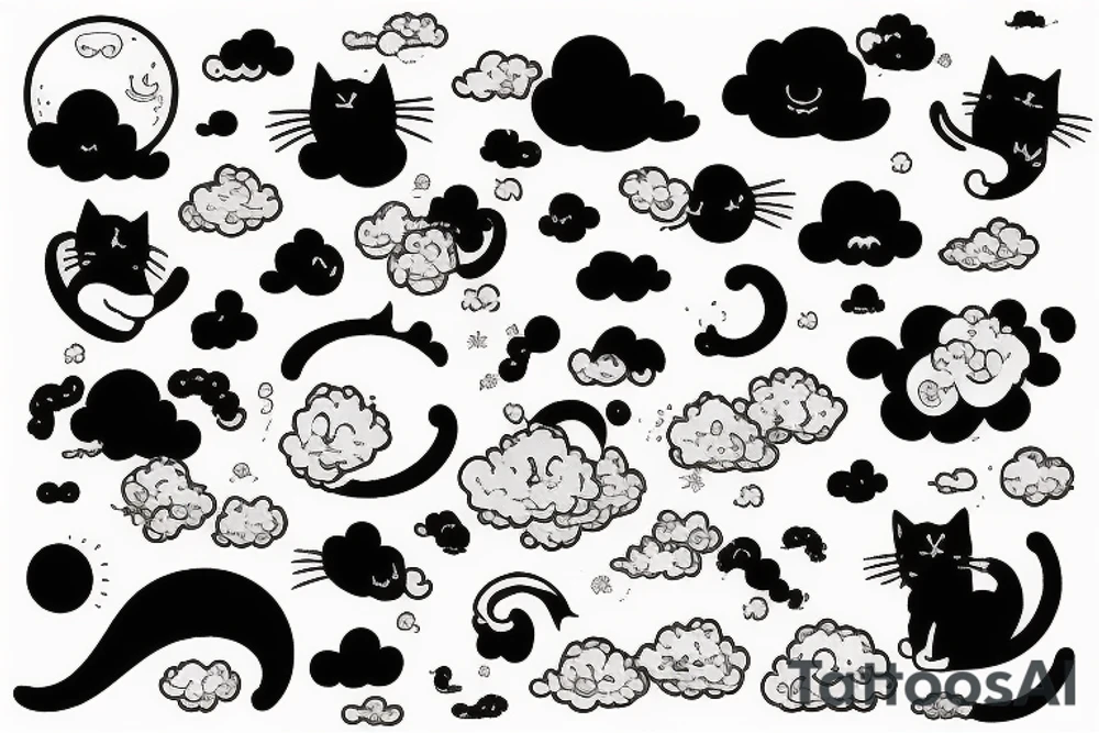 Cat in clouds tattoo idea