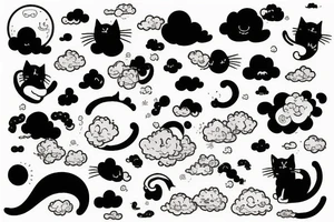 Cat in clouds tattoo idea