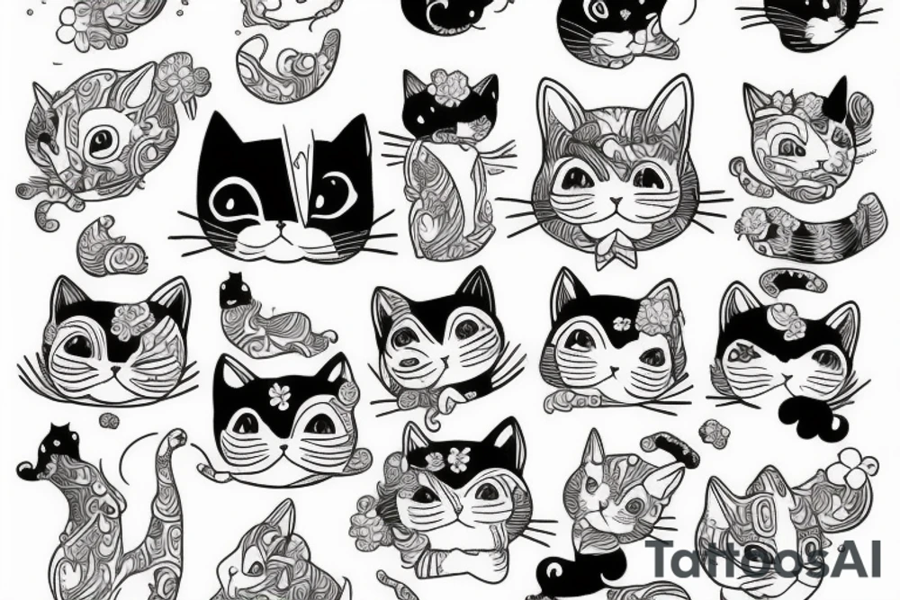 Cat in clouds tattoo idea