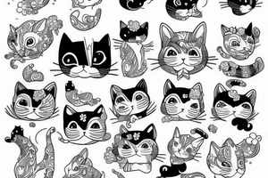 Cat in clouds tattoo idea