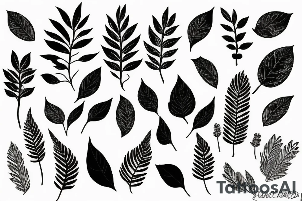 Delicate leaves with long branches tattoo idea