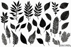 Delicate leaves with long branches tattoo idea