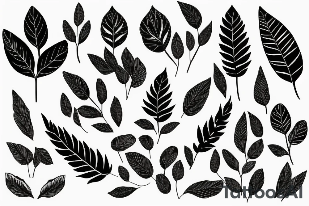 Delicate leaves with long branches tattoo idea
