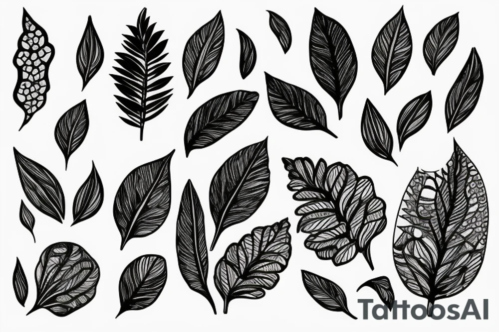 Delicate leaves with long branches with flowers tattoo idea