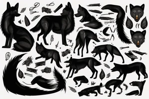 Black alpha wolf with big scars tattoo idea