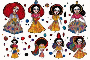 Qajar girl in clown dress tattoo idea