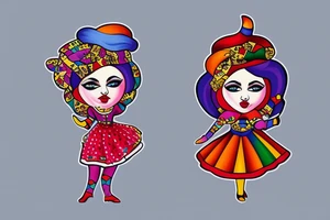 Qajar girl in clown dress tattoo idea