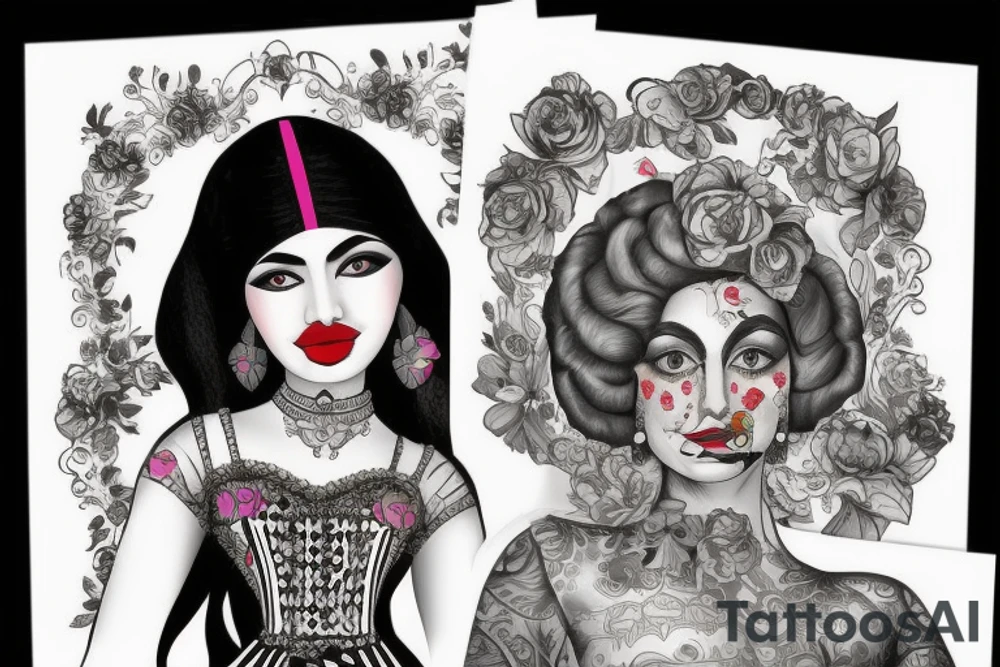 Qajar girl in clown dress tattoo idea
