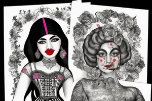 Qajar girl in clown dress tattoo idea
