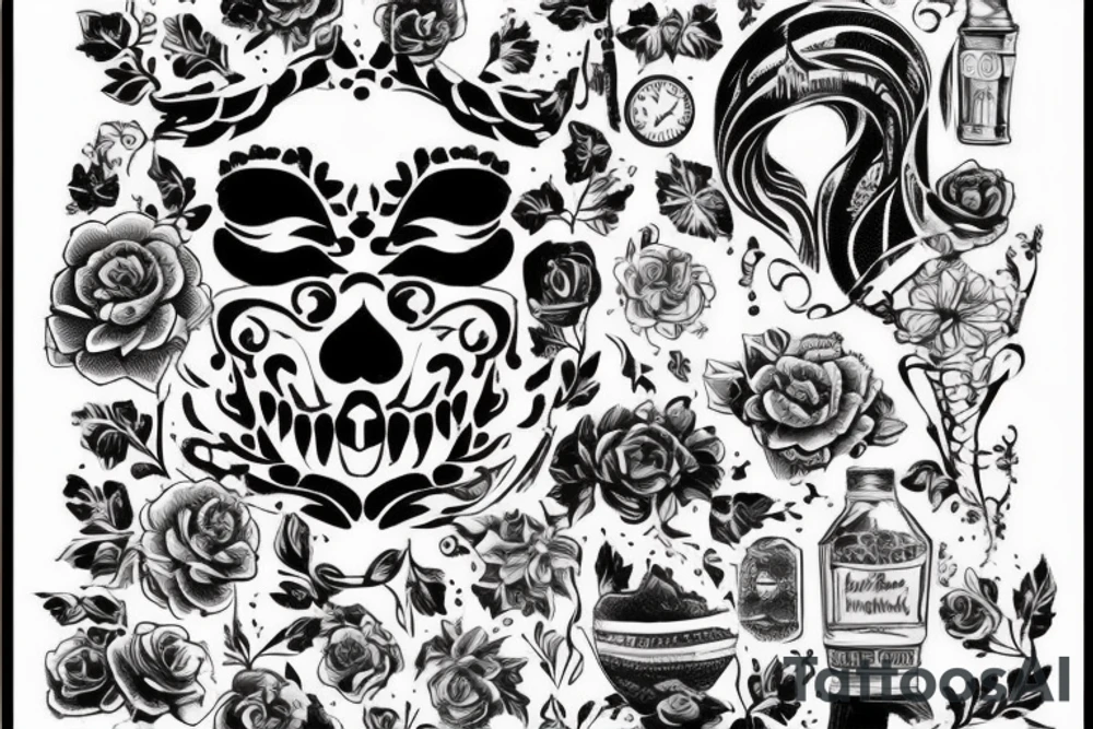 конь с развивающейся гривой и короной на голове tattoo idea