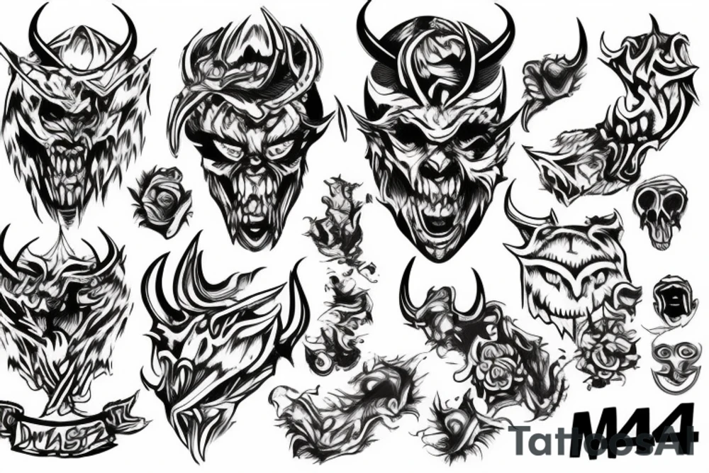 devil with m4 tattoo idea