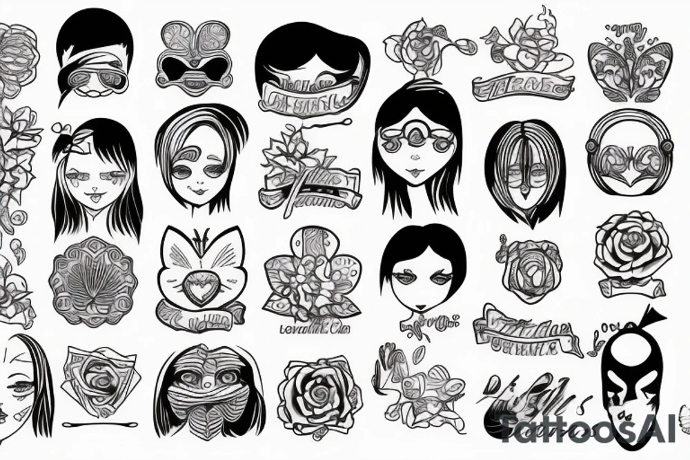 Family line art tattoo idea