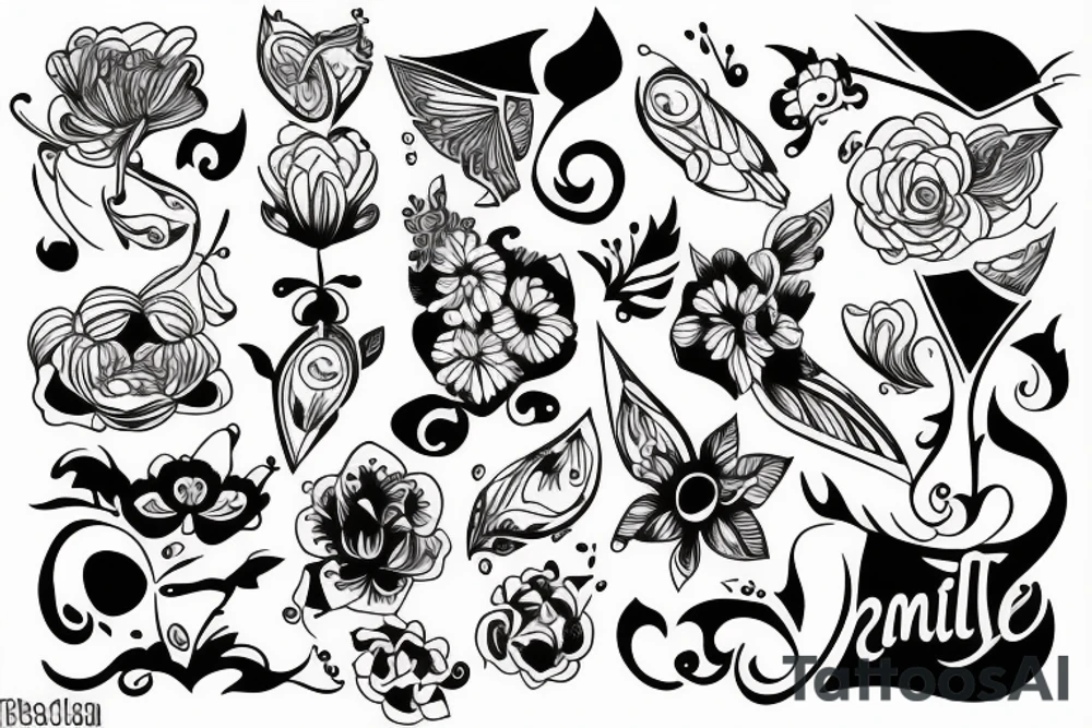 Family line art tattoo idea