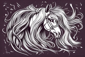 a horse with a developing mane and a crown on its head tattoo idea